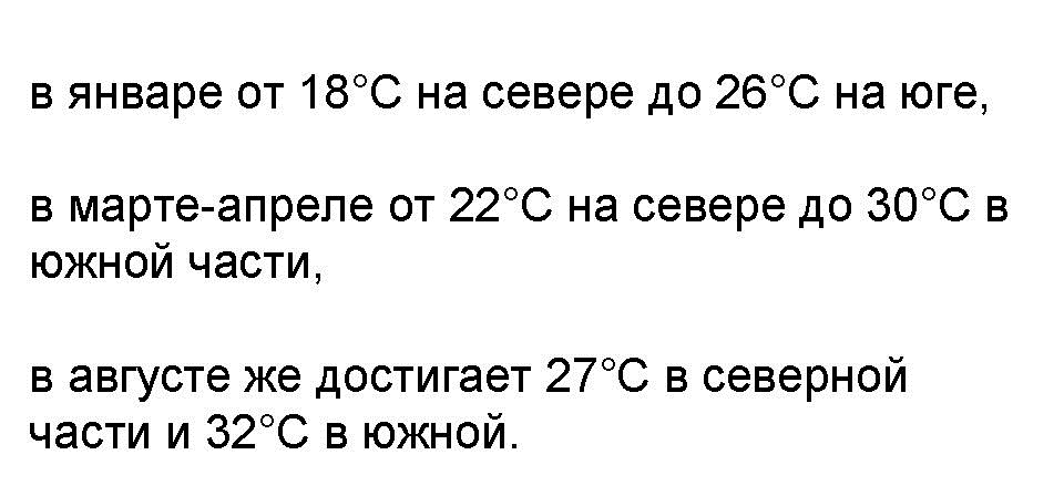 Средние показатели температуры воды красного моря