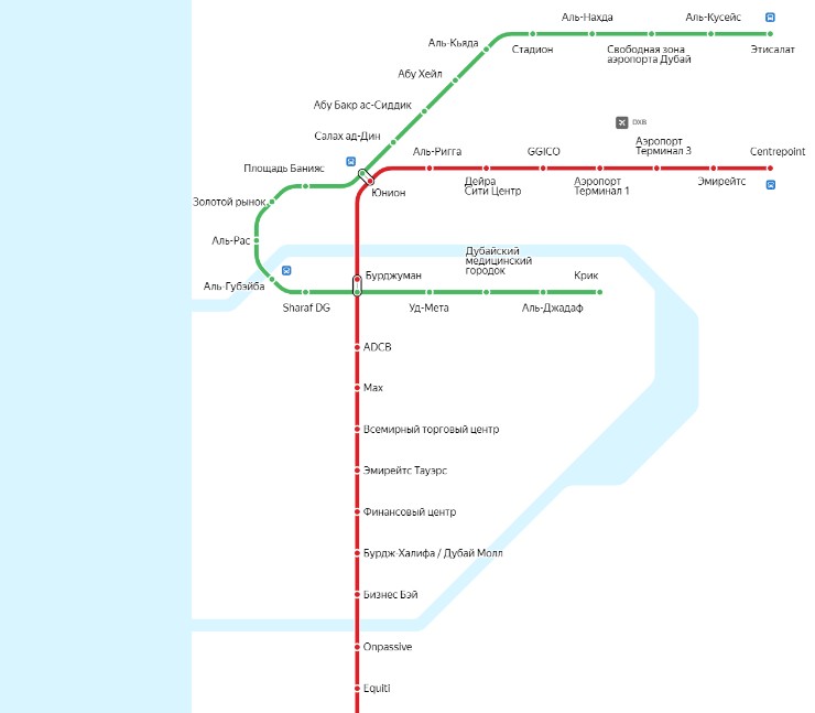 Метро Дубая: карта, схема со станциями на русском